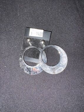 Silver-tone Open Circle Dangle Earrings